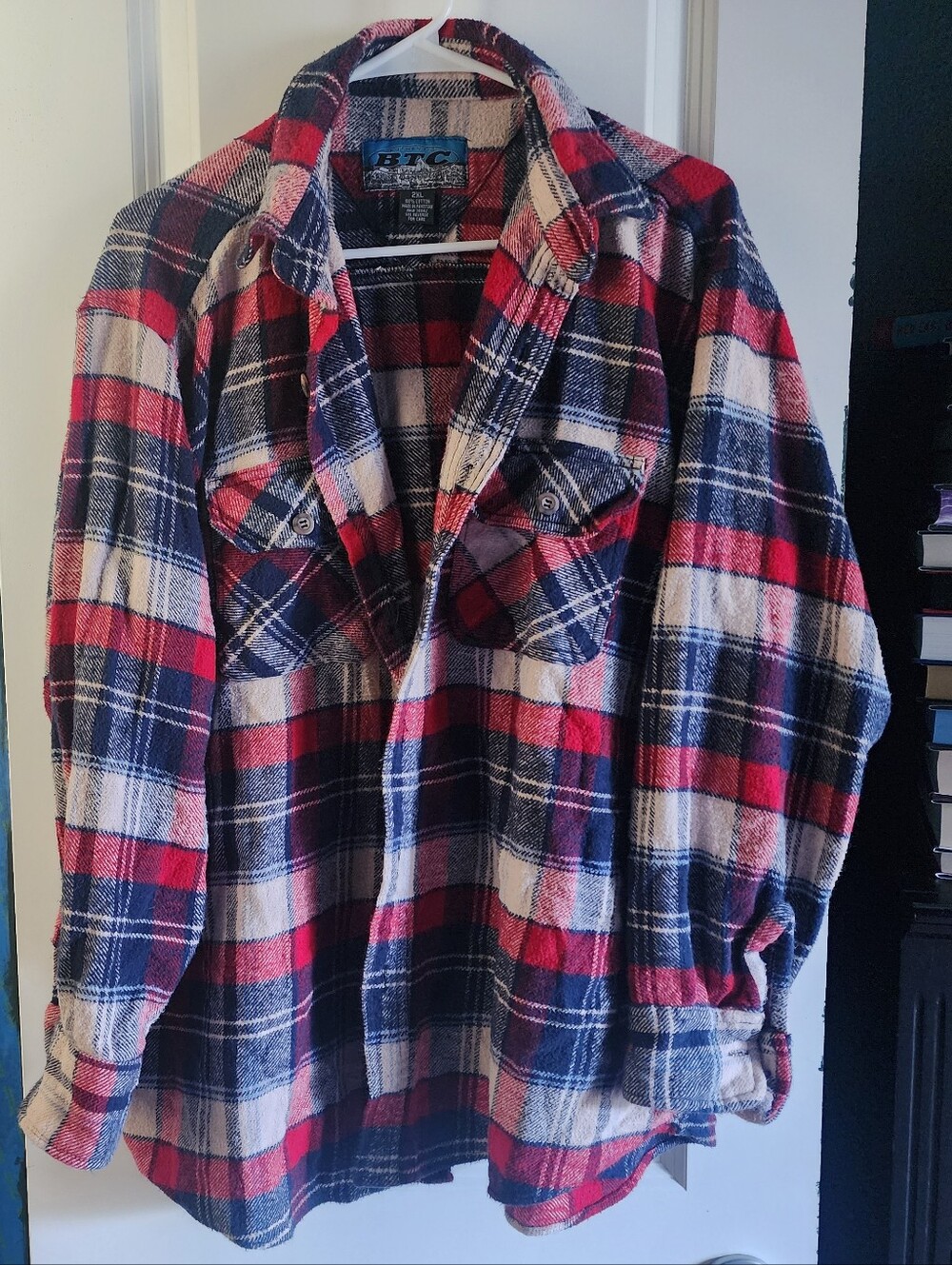 BTC Brand Plaid Flannel Button Down In Red/Blue/Tan